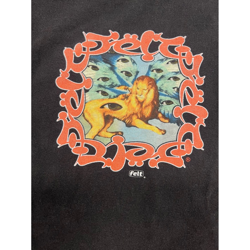 Felt For Every Living Thing Lion Eye Graphic T-Shirt Mens XL Black Streetwear
